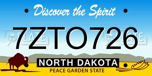 7ZTO726 North Dakota License Plate