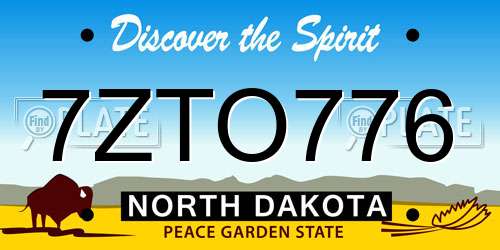 7ZTO776 North Dakota License Plate