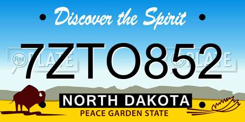 7ZTO852 North Dakota License Plate