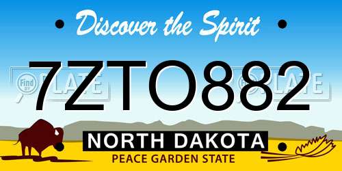 7ZTO882 North Dakota License Plate