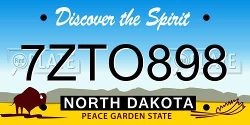 7ZTO898 North Dakota License Plate