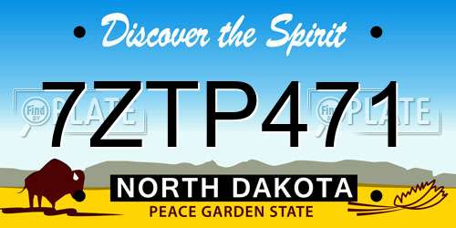7ZTP471 North Dakota License Plate
