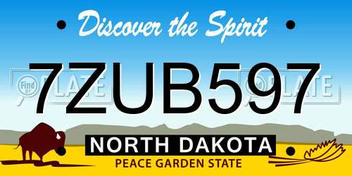 7ZUB597 North Dakota License Plate