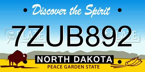 7ZUB892 North Dakota License Plate