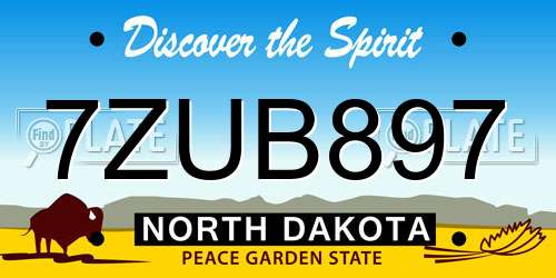 7ZUB897 North Dakota License Plate