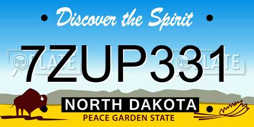 7ZUP331 North Dakota License Plate
