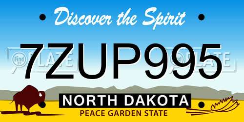 7ZUP995 North Dakota License Plate