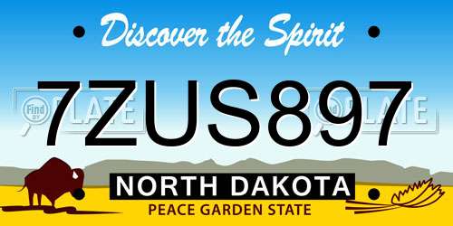 7ZUS897 North Dakota License Plate