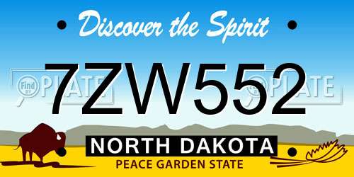 7ZW552 North Dakota License Plate
