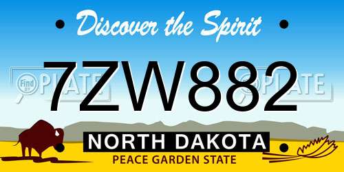 7ZW882 North Dakota License Plate
