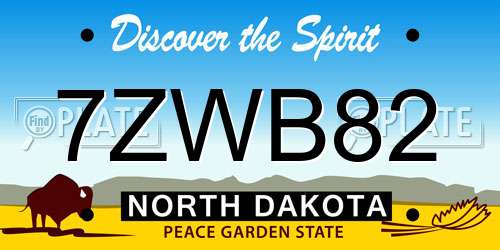 7ZWB82 North Dakota License Plate