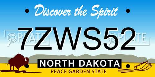 7ZWS52 North Dakota License Plate