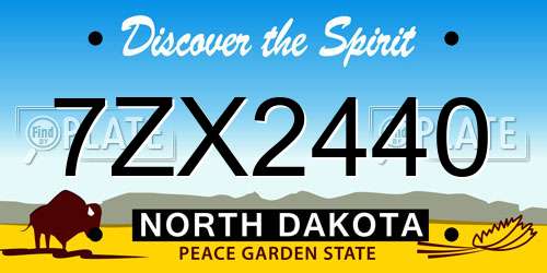 7ZX2440 North Dakota License Plate