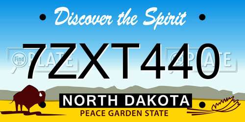 7ZXT440 North Dakota License Plate