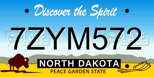 7ZYM572 North Dakota License Plate