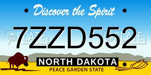 7ZZD552 North Dakota License Plate