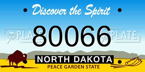 80066 North Dakota License Plate