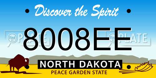 8008EE North Dakota License Plate