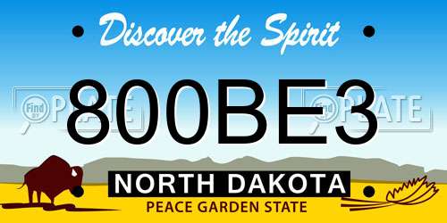 800BE3 North Dakota License Plate