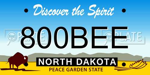 800BEE North Dakota License Plate