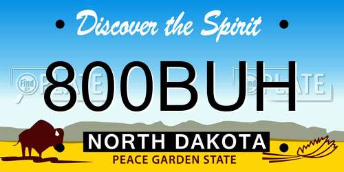 800BUH North Dakota License Plate