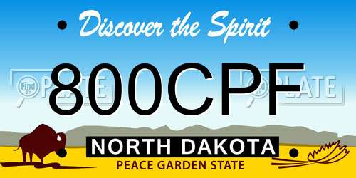 800CPF North Dakota License Plate