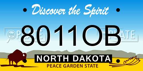 8011OB North Dakota License Plate