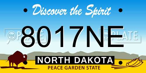 8017NE North Dakota License Plate