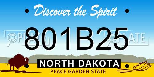 801B25 North Dakota License Plate