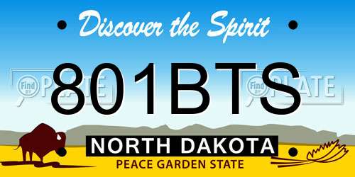 801BTS North Dakota License Plate