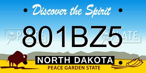 801BZ5 North Dakota License Plate