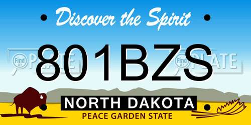 801BZS North Dakota License Plate