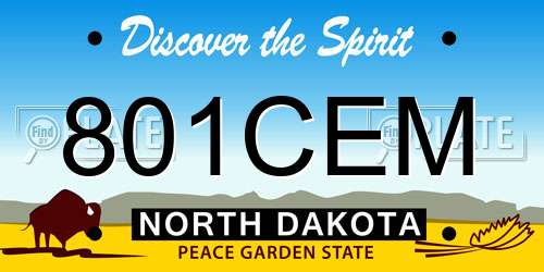 801CEM North Dakota License Plate