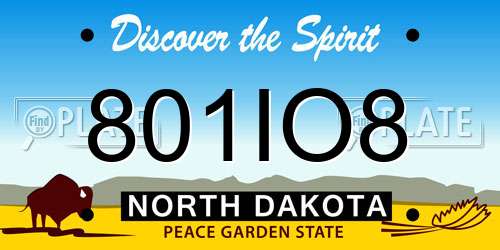 801IO8 North Dakota License Plate