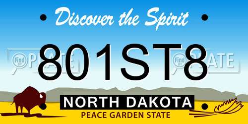 801ST8 North Dakota License Plate