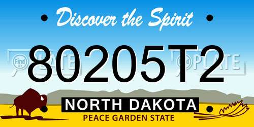 80205T2 North Dakota License Plate
