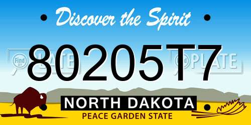 80205T7 North Dakota License Plate