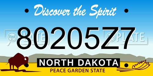 80205Z7 North Dakota License Plate