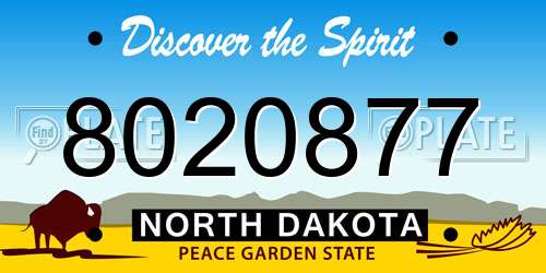 8020877 North Dakota License Plate