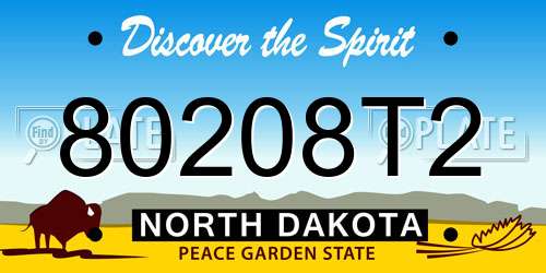 80208T2 North Dakota License Plate