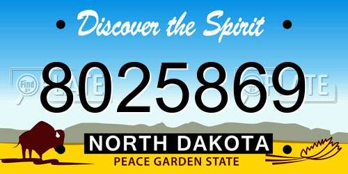 8025869 North Dakota License Plate
