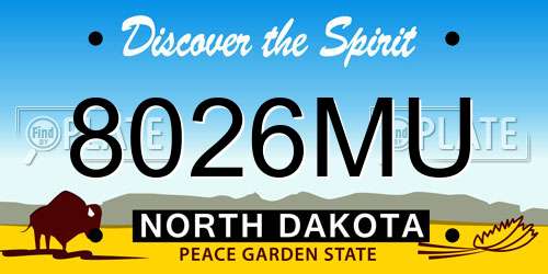 8026MU North Dakota License Plate