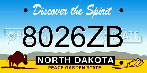 8026ZB North Dakota License Plate