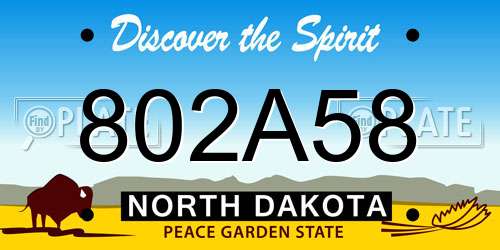 802A58 North Dakota License Plate