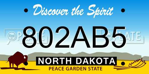 802AB5 North Dakota License Plate