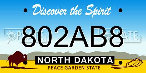 802AB8 North Dakota License Plate