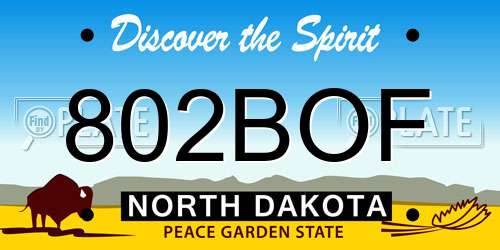 802BOF North Dakota License Plate