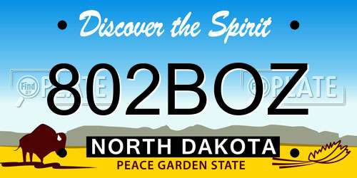 802BOZ North Dakota License Plate