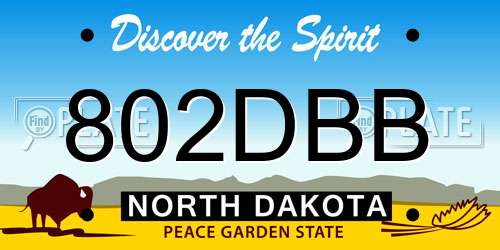 802DBB North Dakota License Plate