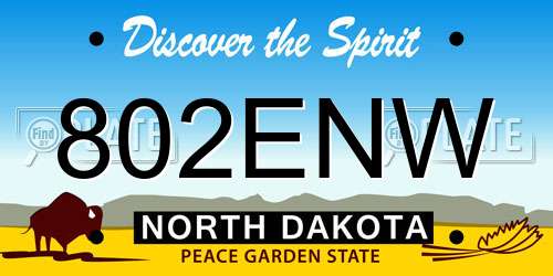 802ENW North Dakota License Plate